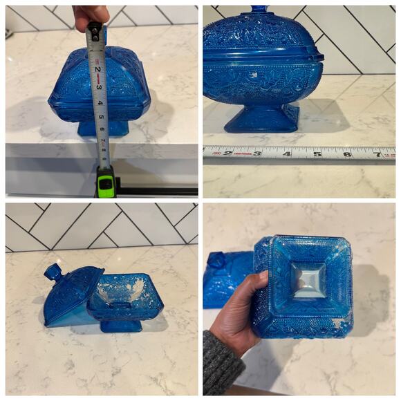 Vintage Jeanette Pressed Glass Footed Candy Dish Acorn Oak Leaf trinket dish - Picture 12 of 12